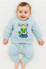 Pastel Blue Minecraft Baby Tracksuit | 2PC Set