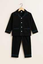 Kids Black Cotton Night Suit