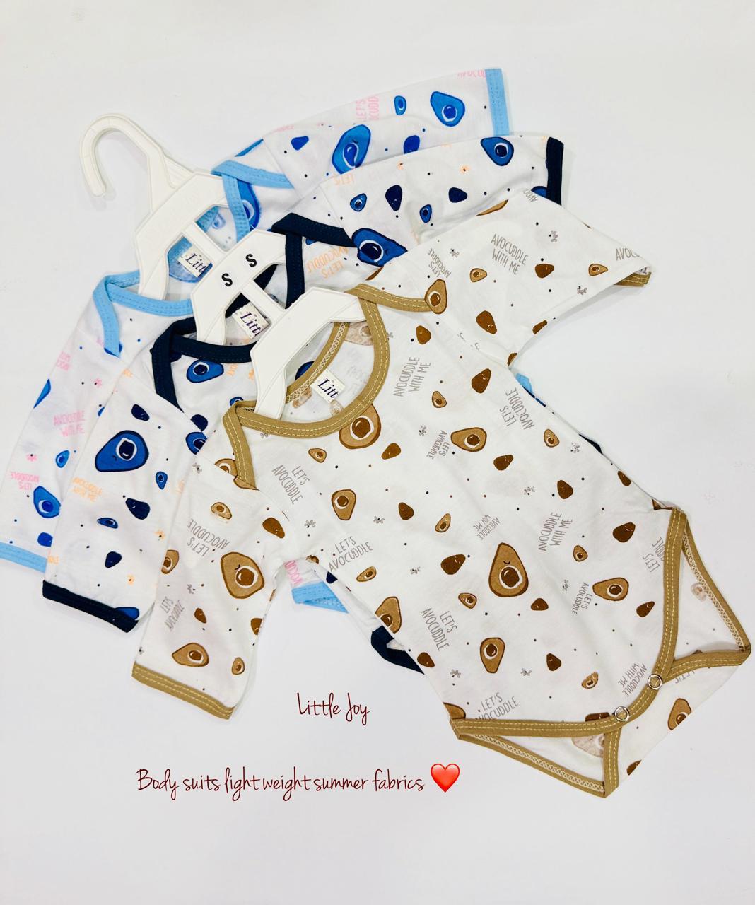 Little Joy Baby Bodysuits – Lightweight Summer Cotton (Pack of 3)