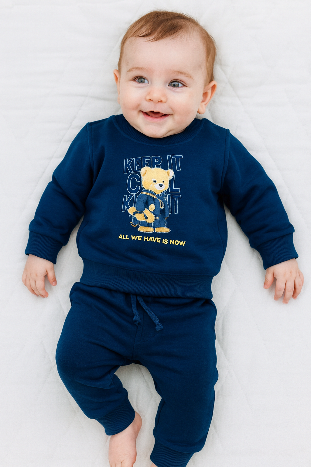 Navy Bear Graphic Baby Tracksuit | 2PC Set