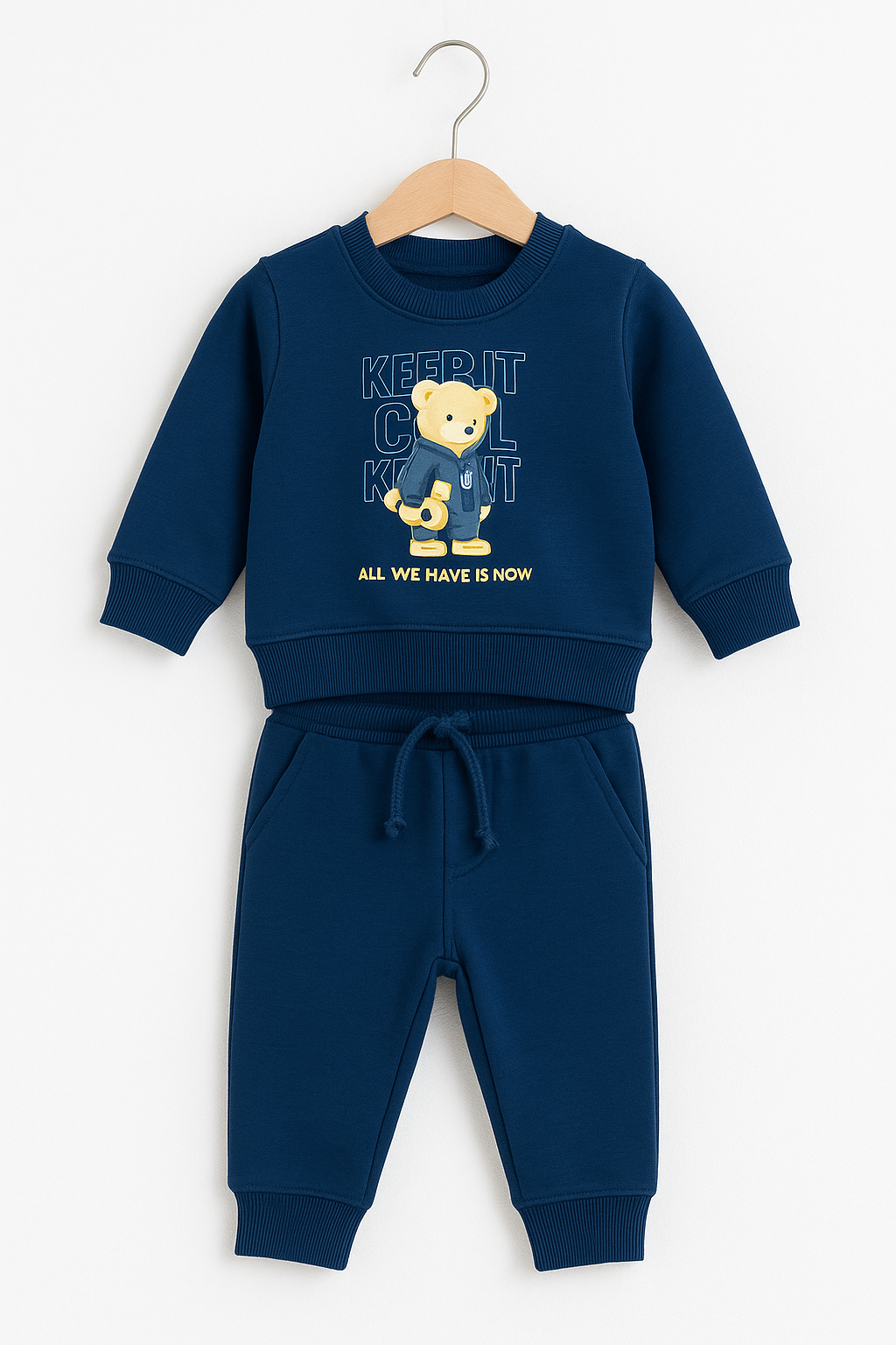 Navy Bear Graphic Baby Tracksuit | 2PC Set