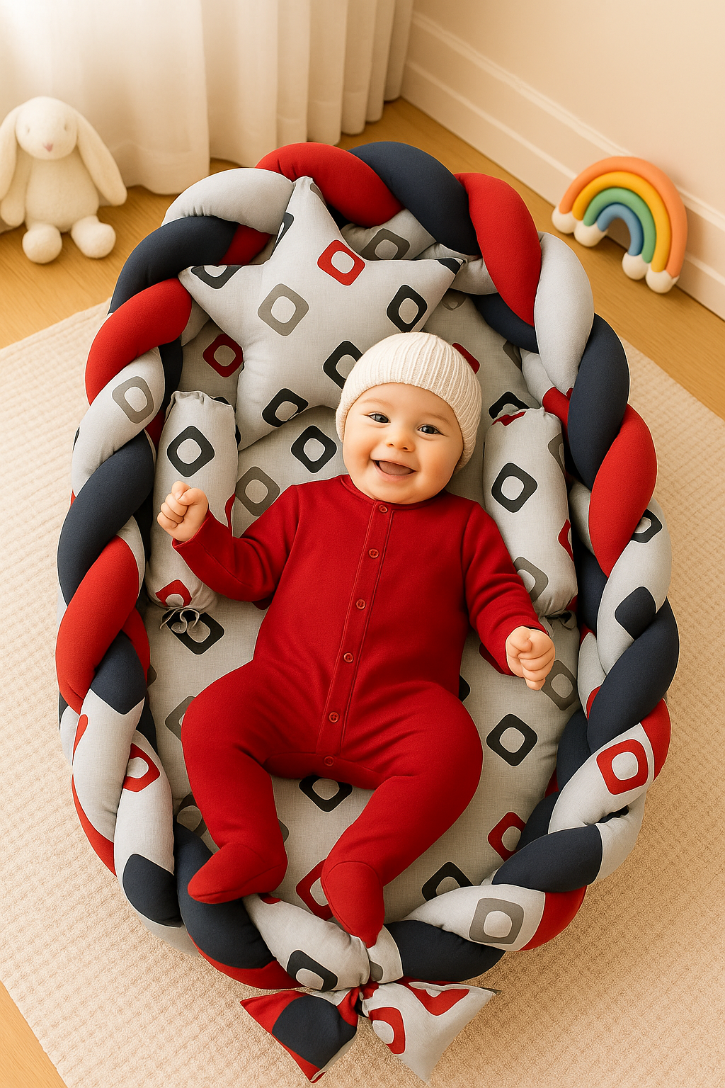 Premium Baby Nest Bed with Star Pillow & Side Cushions