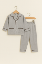 Baby Pajama Set with Dark Piping Cotton Blended With Collar