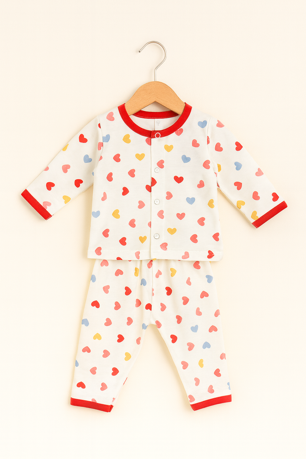 Baby Night Suit – Colorful Heart Print 2-Piece Sleepwear Set