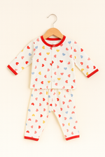 Baby Night Suit – Colorful Heart Print 2-Piece Sleepwear Set
