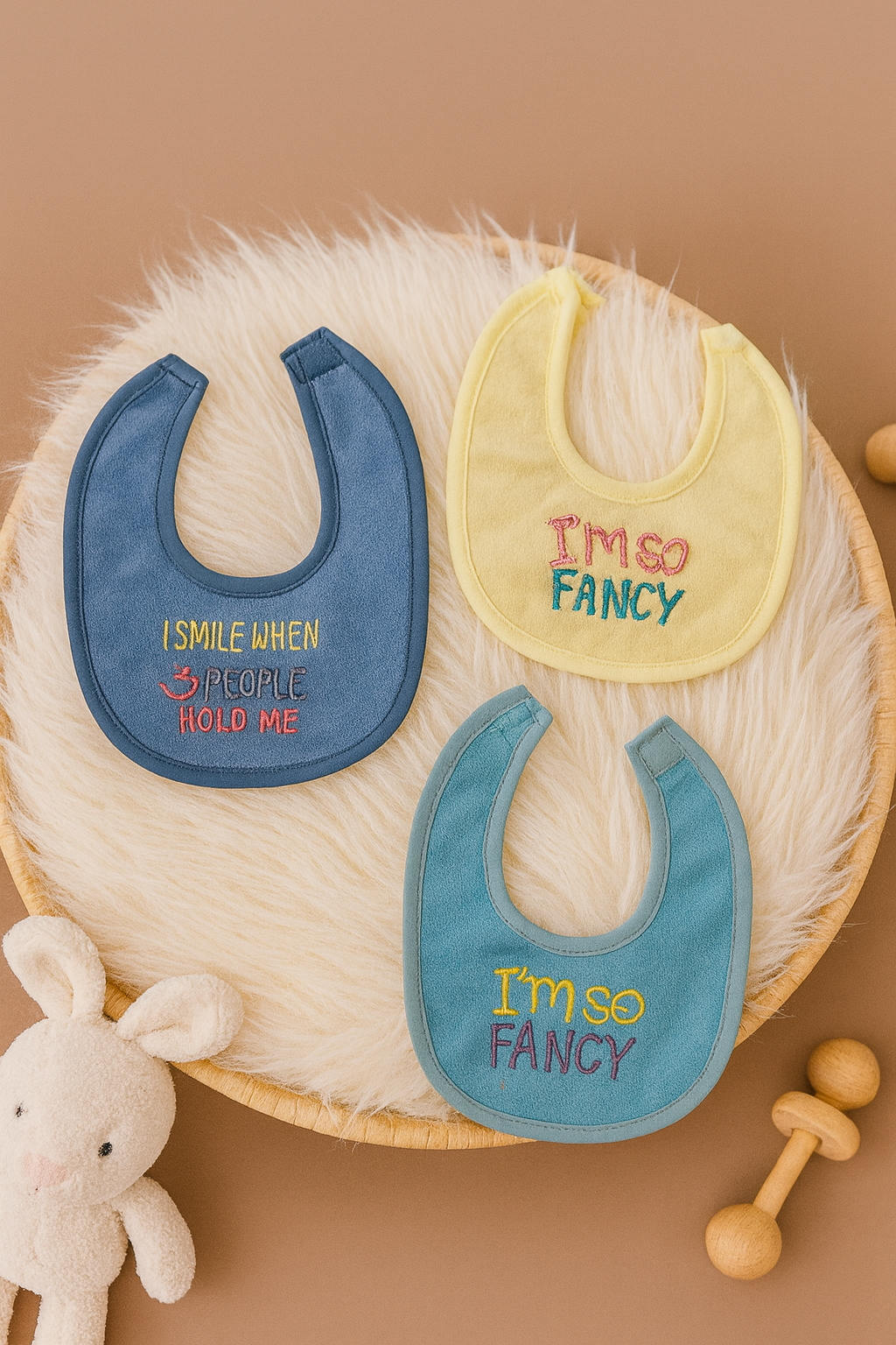 Baby Bibs 3-Pack - Embroidered Feeding Bibs for Newborns