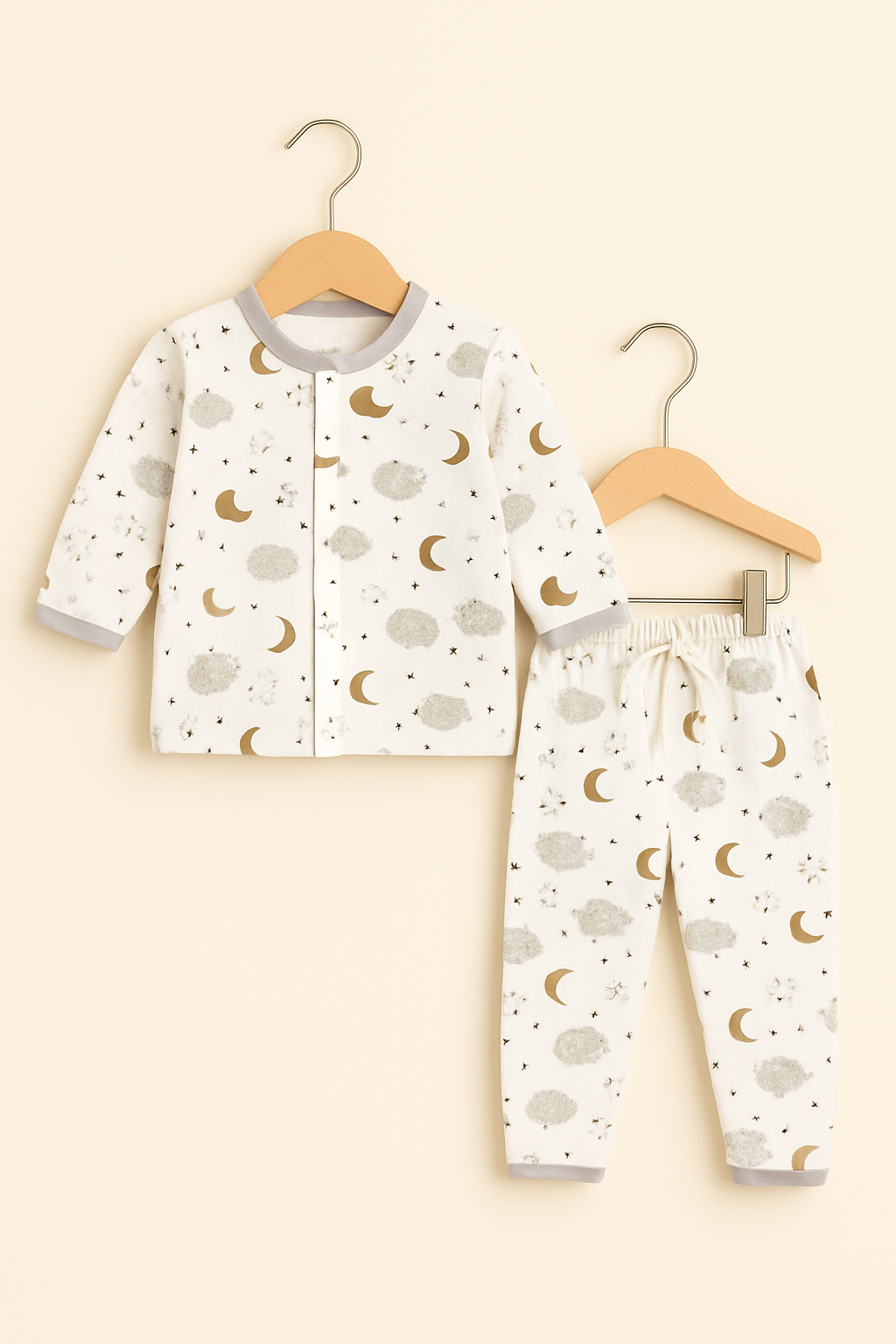 Blended Baby Sleep Suit – Moon & Cloud Print Nightwear Set
