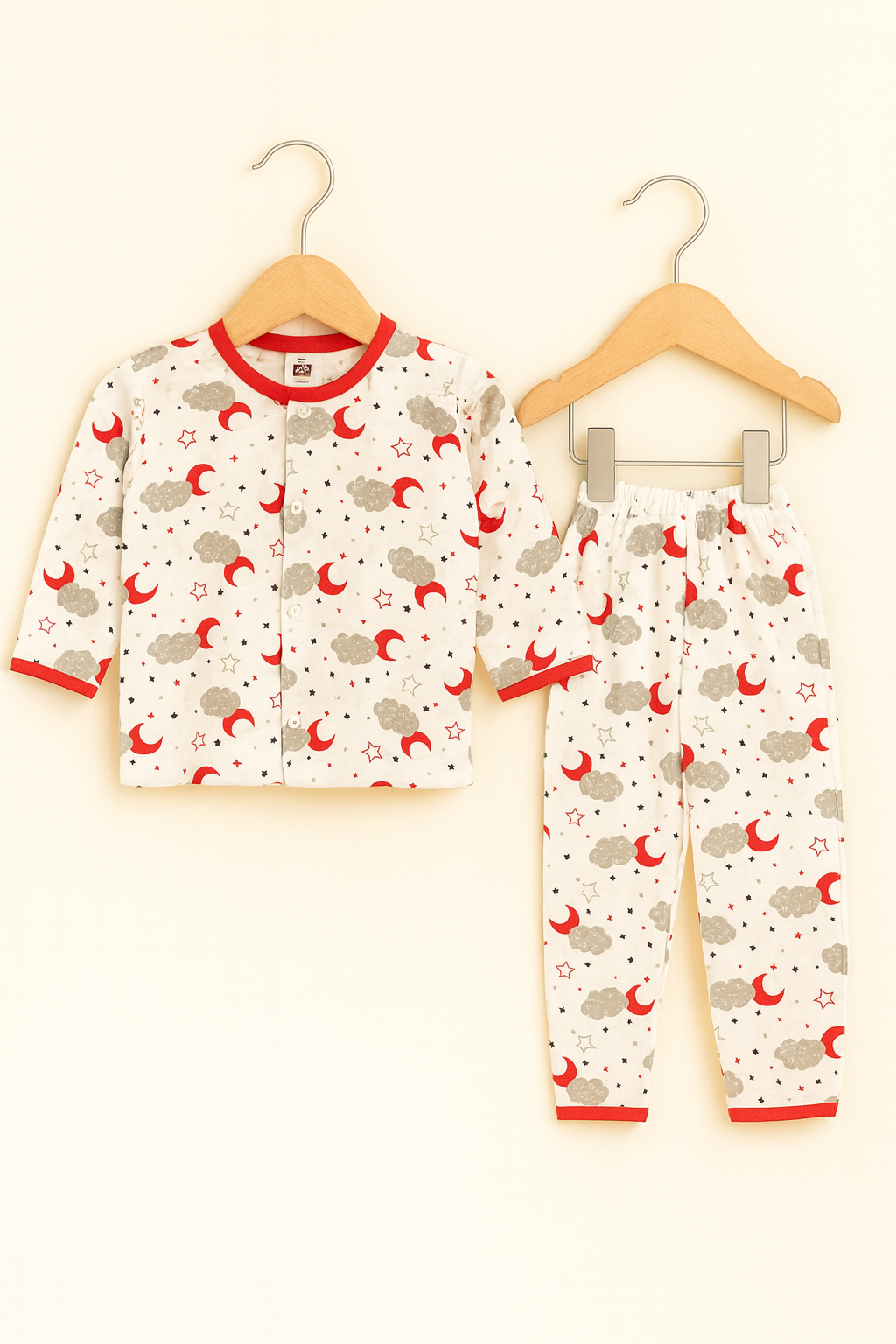 Blended Baby Sleep Suit – Red Moon & Cloud Nightwear Set