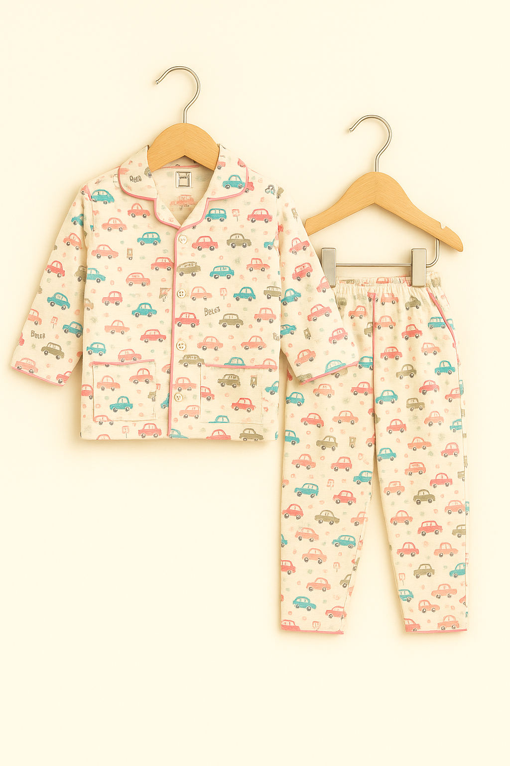 Baby Boys’ Cotton Night Suit – Colorful Car Print Pajama Set