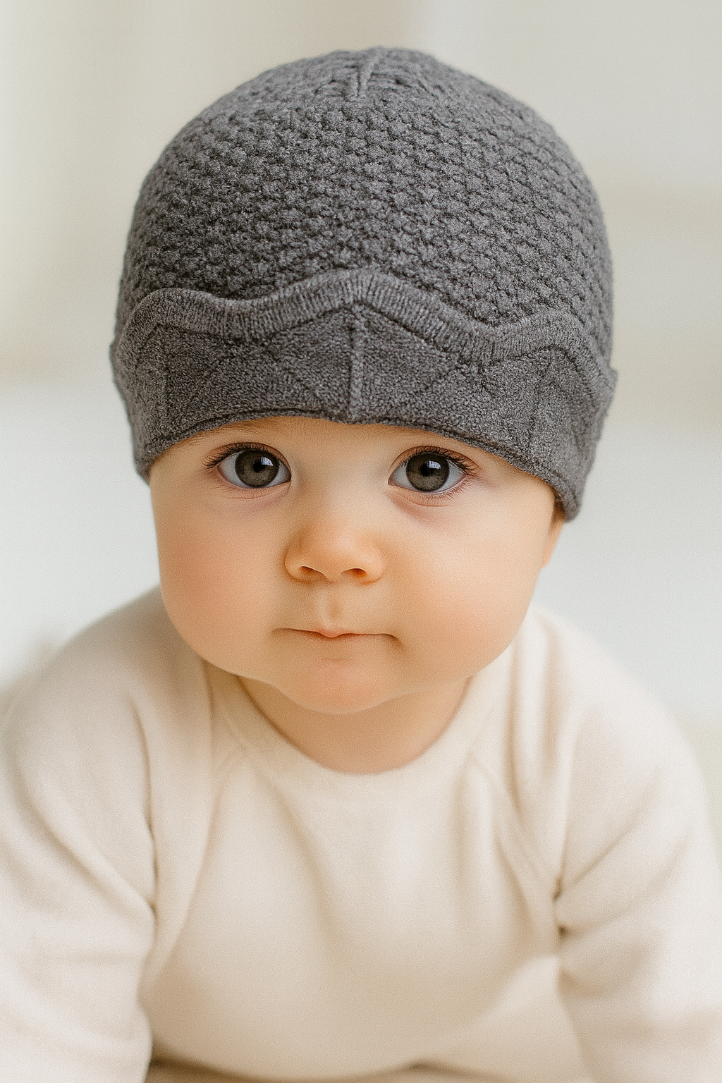 Baby Woolen Cap – Soft & Stylish Knit Hat (Grey)