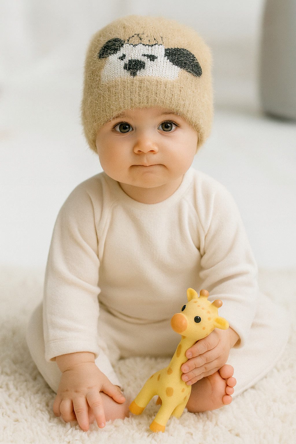 Baby Woolen Cap with Puppy Design – Soft & Warm Knit Cap