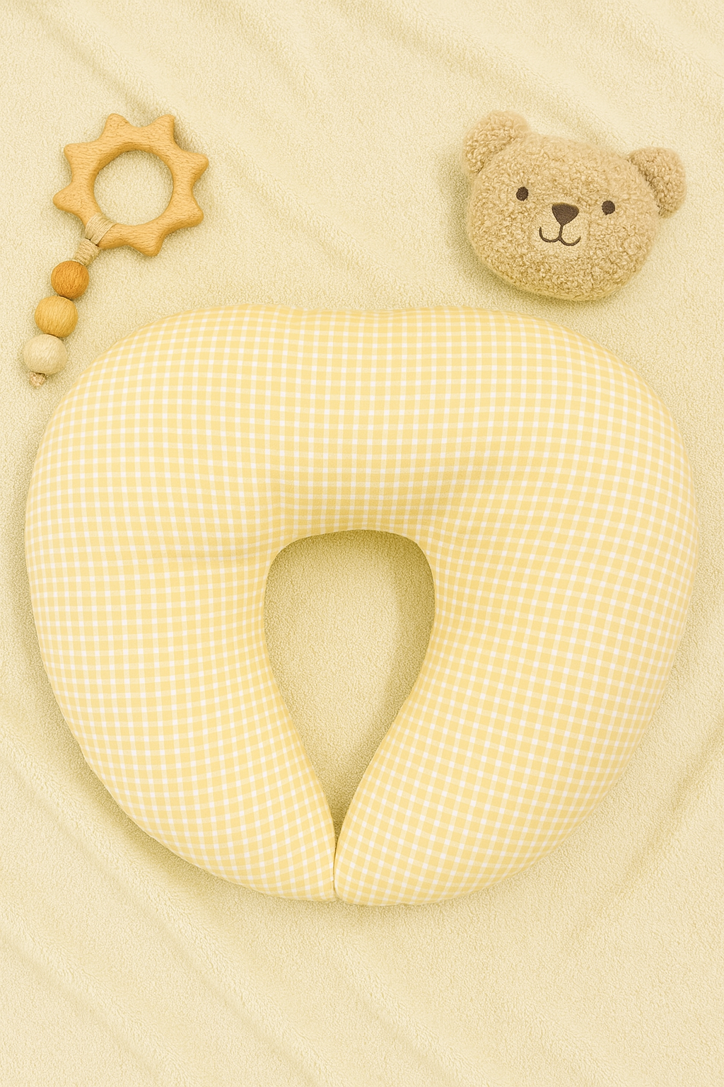 Baby Comfort Nursing Pillow – Yellow Check