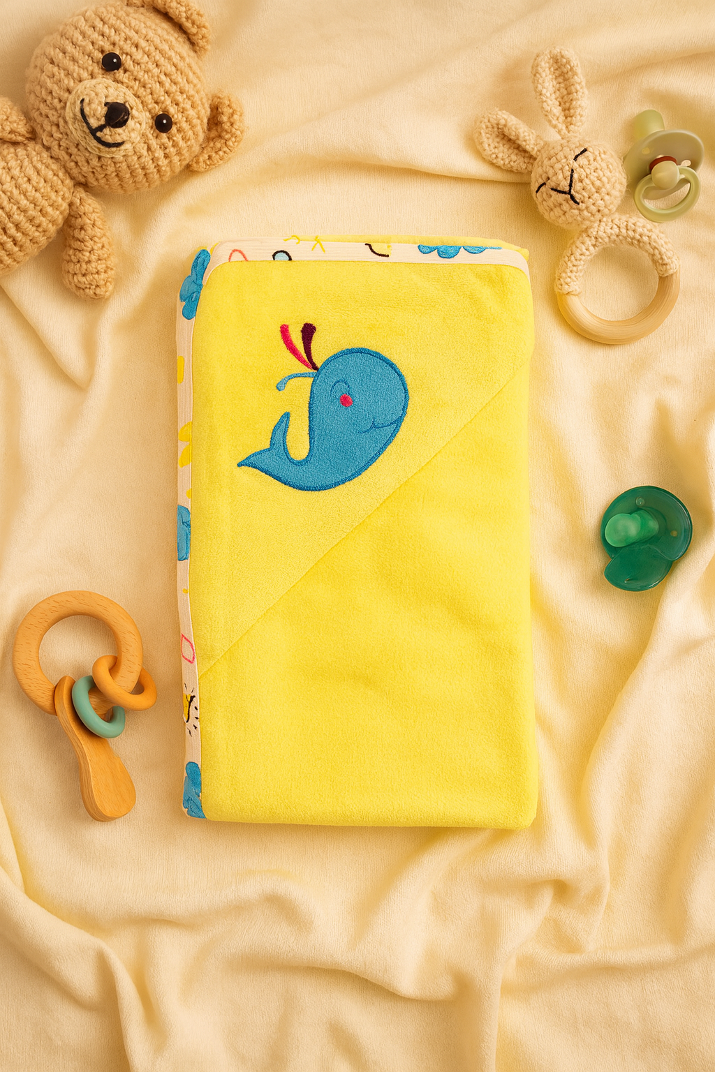 Baby Wrapping Sheet – Cute Whale Design (Soft Cotton)