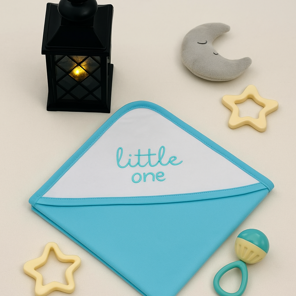 Baby Wrapping Sheet – Little One (Blue & White)