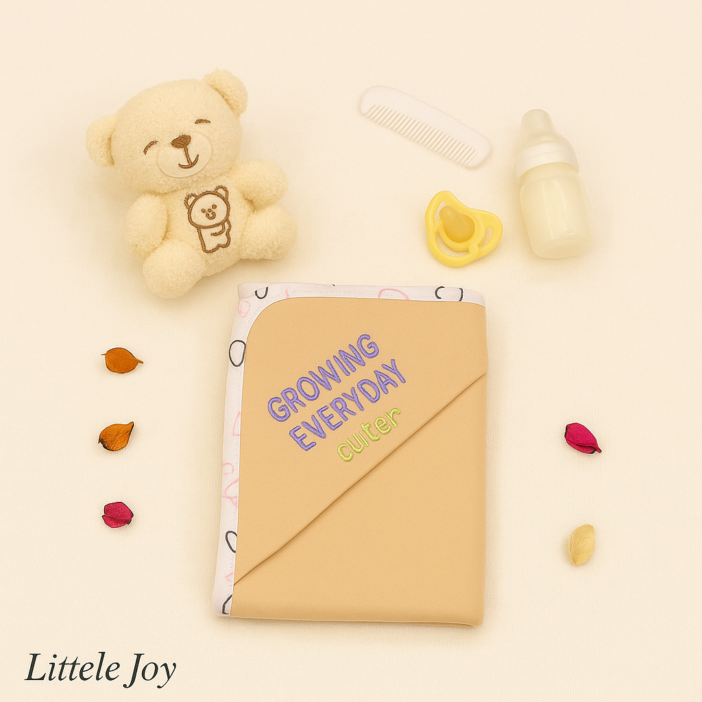 Baby Wrapping Sheet – Growing Everyday Cuter (Beige)