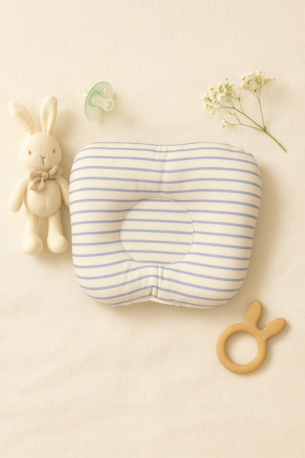 Baby Head Shaping Pillow – Blue Stripes
