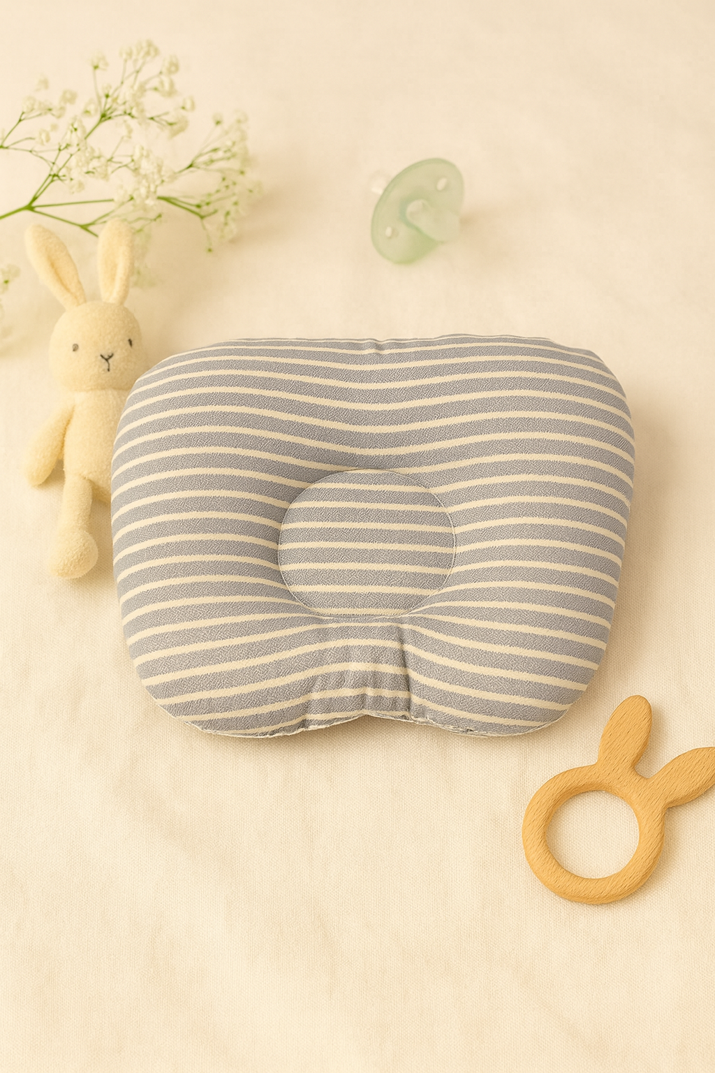 Newborn Baby Pillow – Soft Striped Design