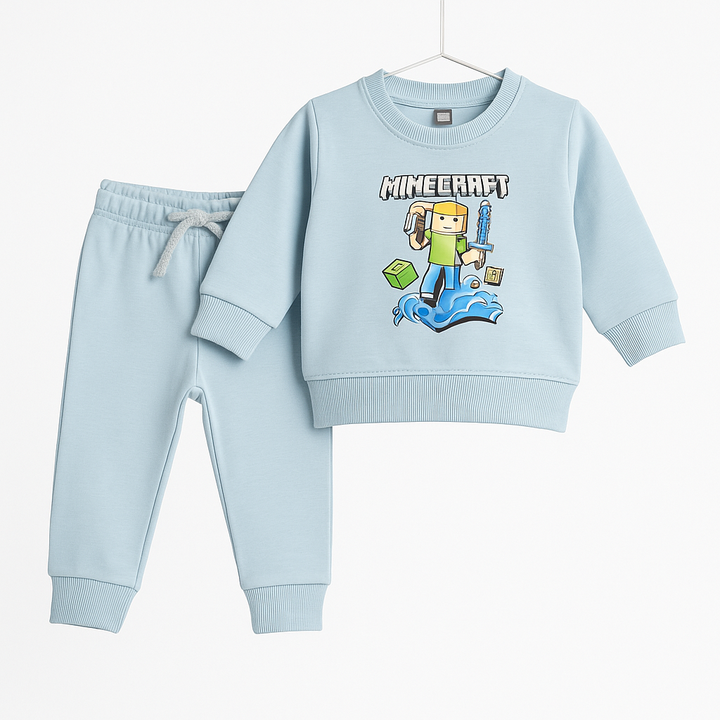 Pastel Blue Minecraft Baby Tracksuit | 2PC Set