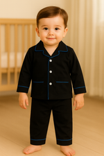 Kids Black Cotton Night Suit
