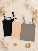 Girls Camisole Slip with Lace Detail Coloured    – Pack of 3