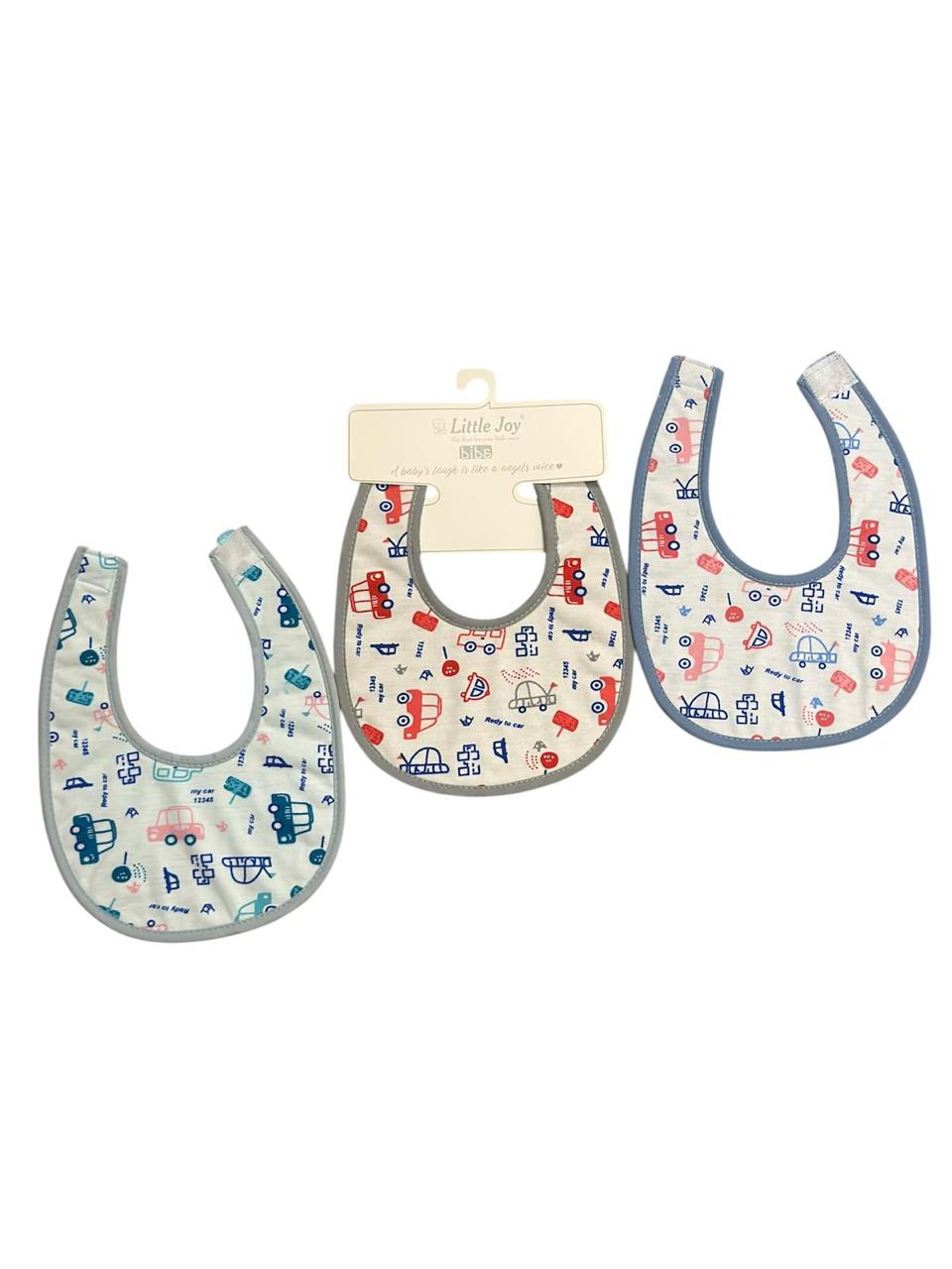 Baby Bibs – Cute Car & Vehicle Print (Pack of 3)