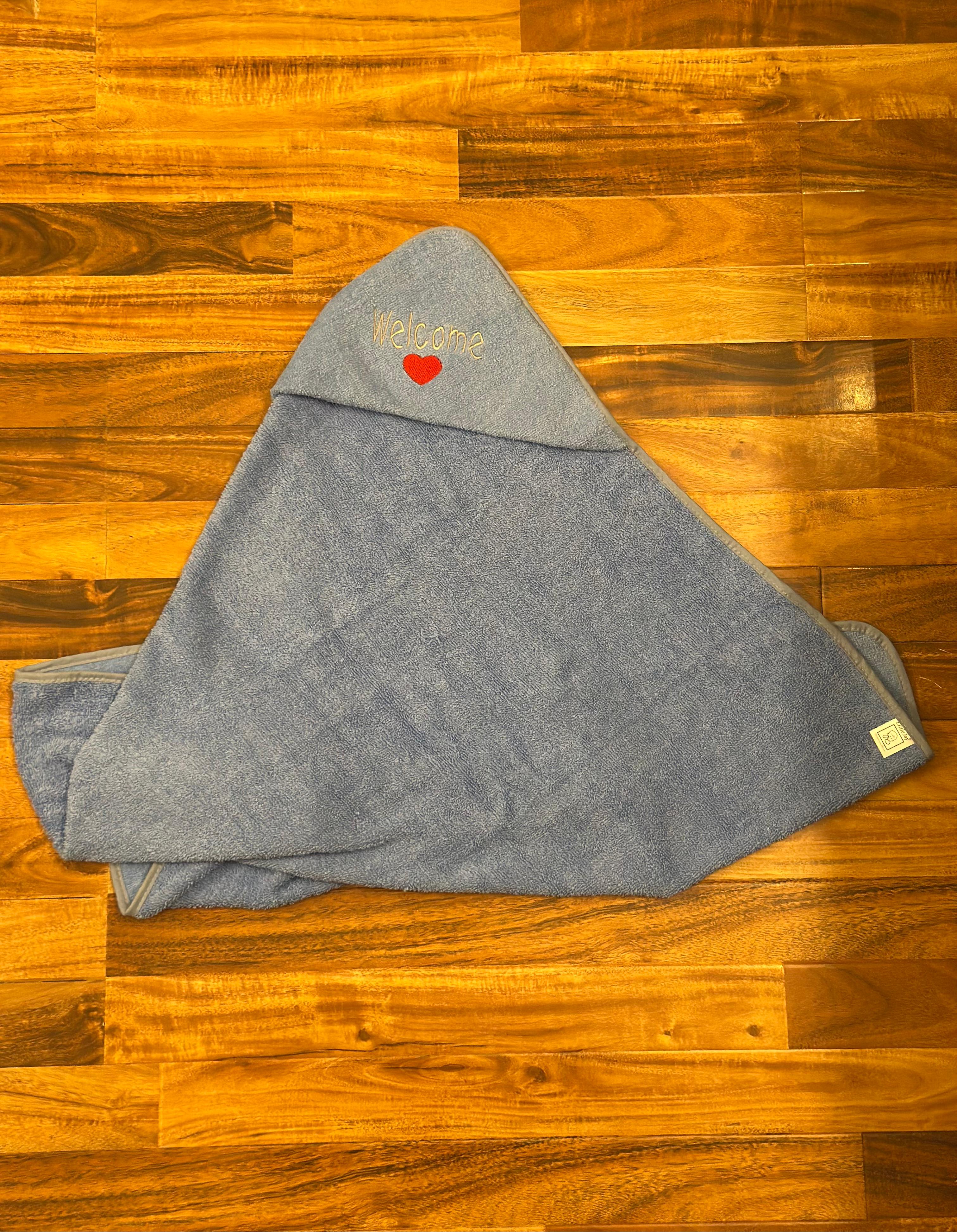 Baby Hooded Bath Towel – “Welcome” Embroidery