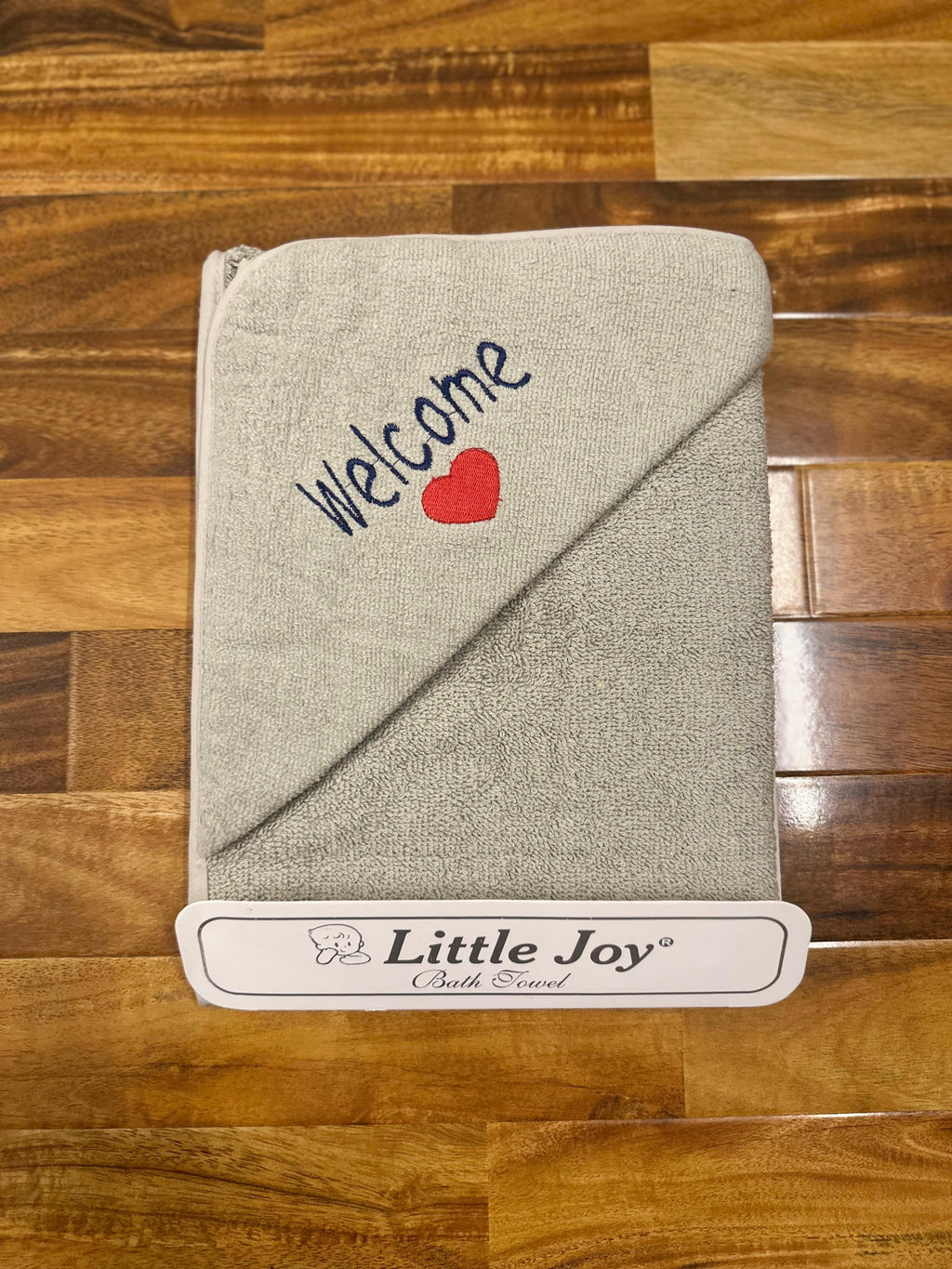 Baby Hooded Bath Towel – “Welcome” Embroidery