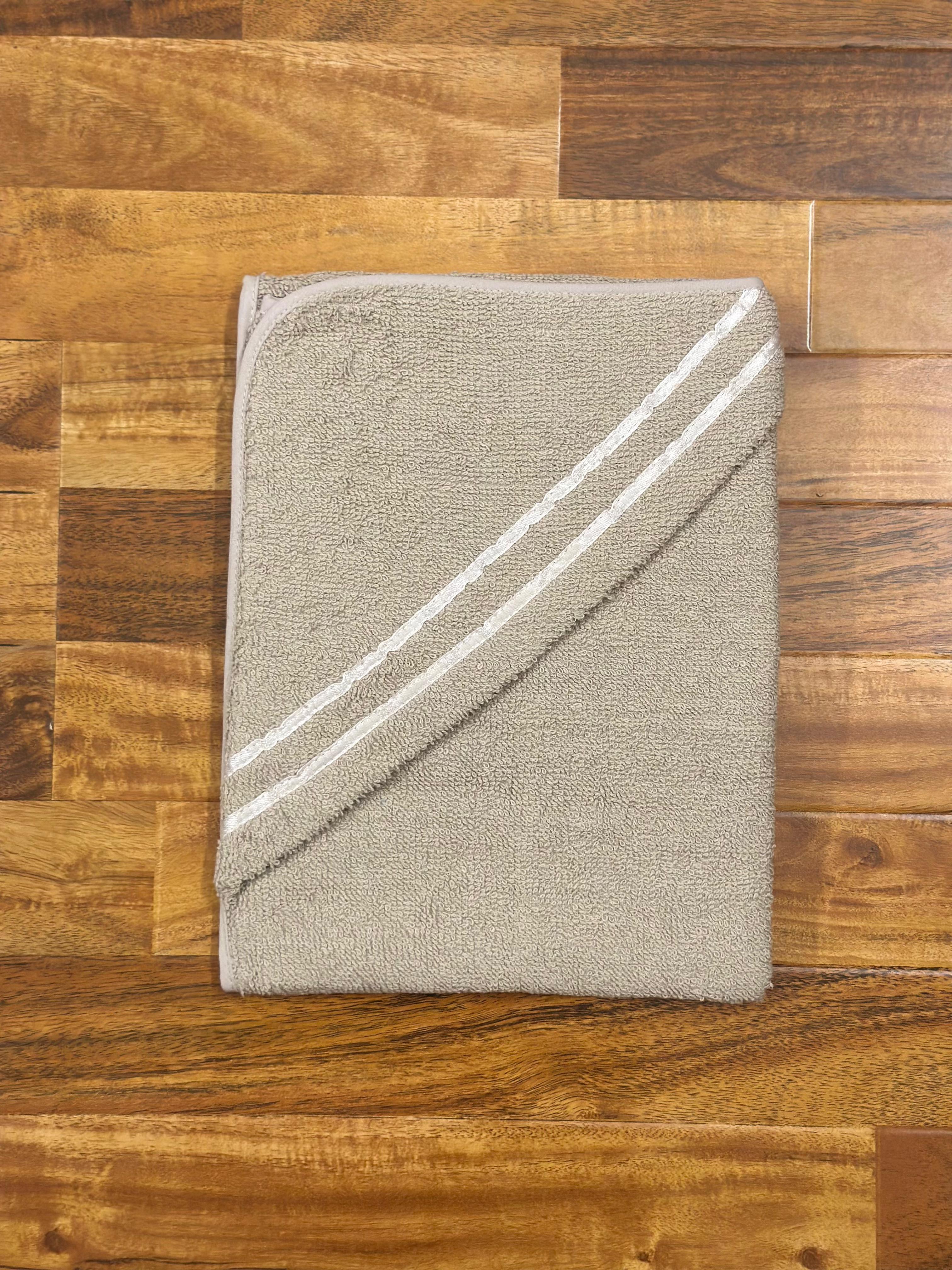 Baby Hooded Bath Towel – Double Stripe Design