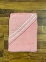 Baby Bath Towel Regular Check Piping With Hood  – Double Stripe Design