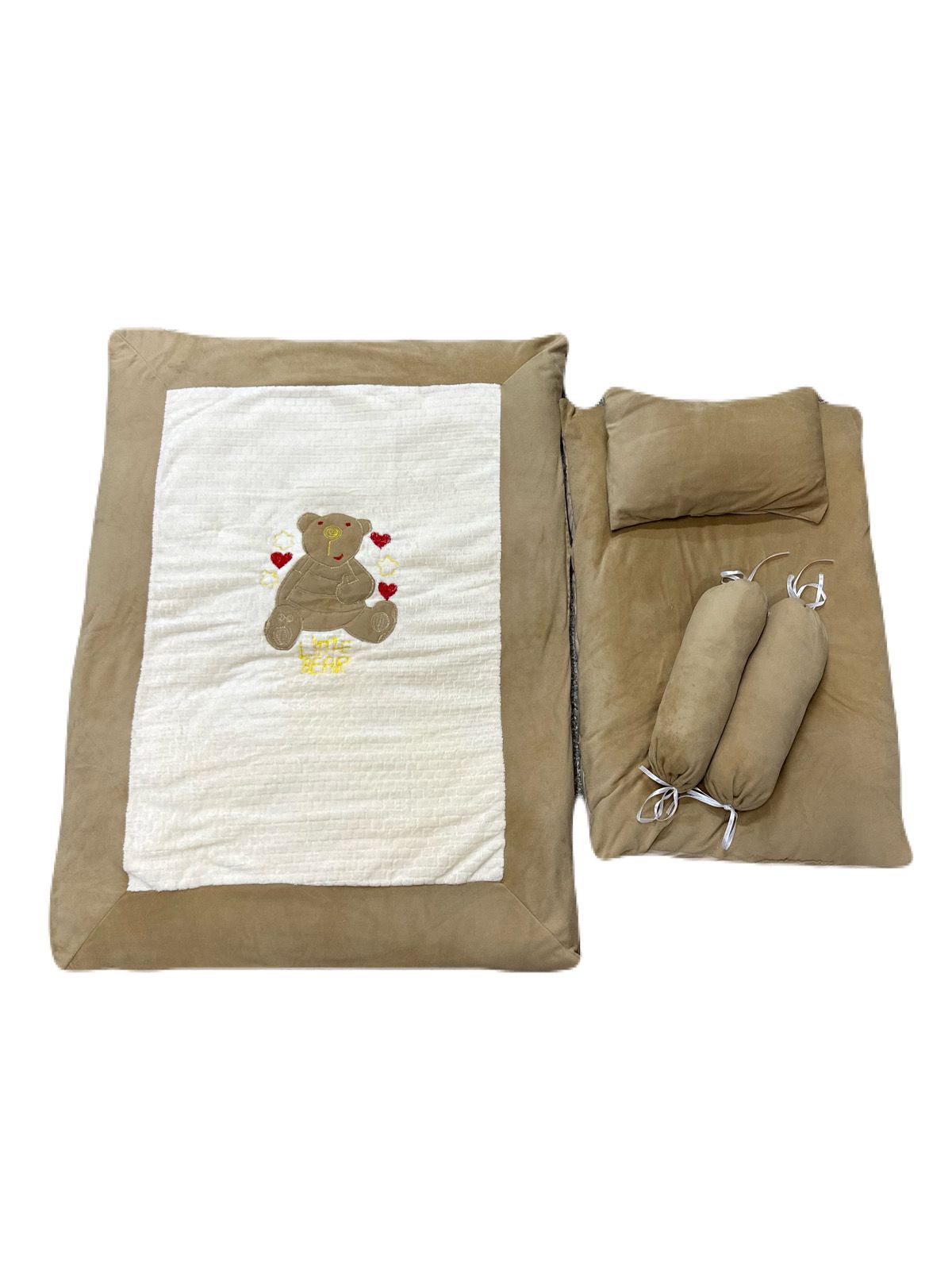 Velour Baby Bedding Set – Soft Mattress with Pillow & Bolsters