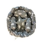 Baby Nest Bed with Pillow & Bolsters – Cloud Print