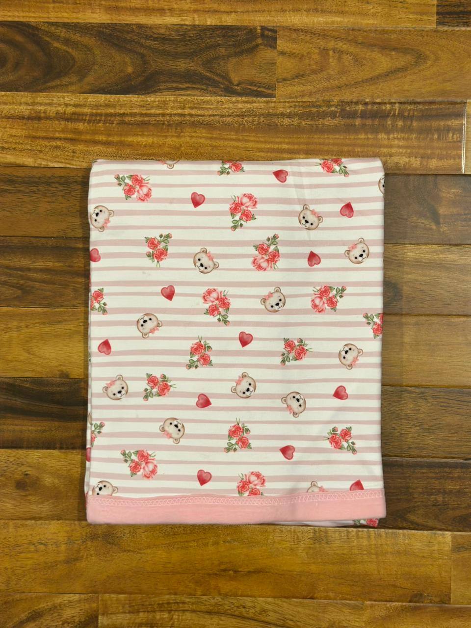 Newborn Premium Velour Blanket – Soft, Cozy & Cute Teddy, Heart & Floral Print