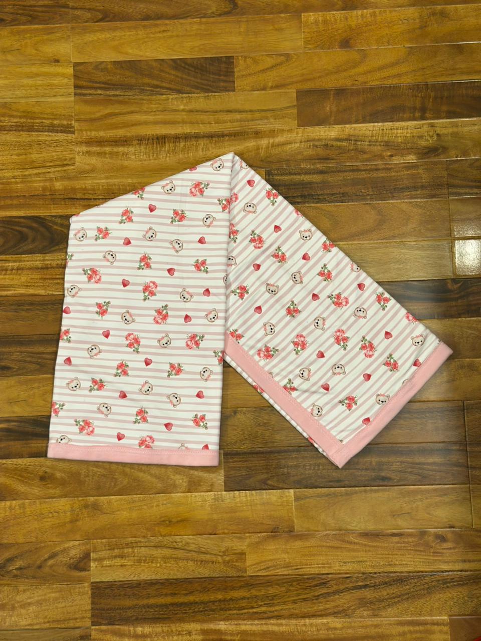 Newborn Premium Velour Blanket – Soft, Cozy & Cute Teddy, Heart & Floral Print