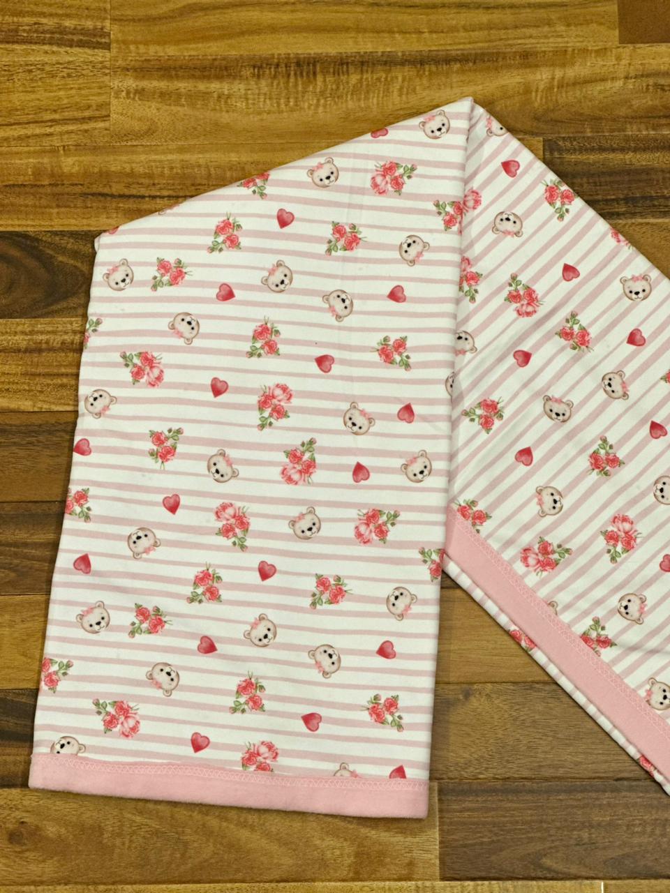 Newborn Premium Velour Blanket – Soft, Cozy & Cute Teddy, Heart & Floral Print