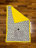 Newborn Velour Blanket – Cozy Yellow Border with Cute Animal Print