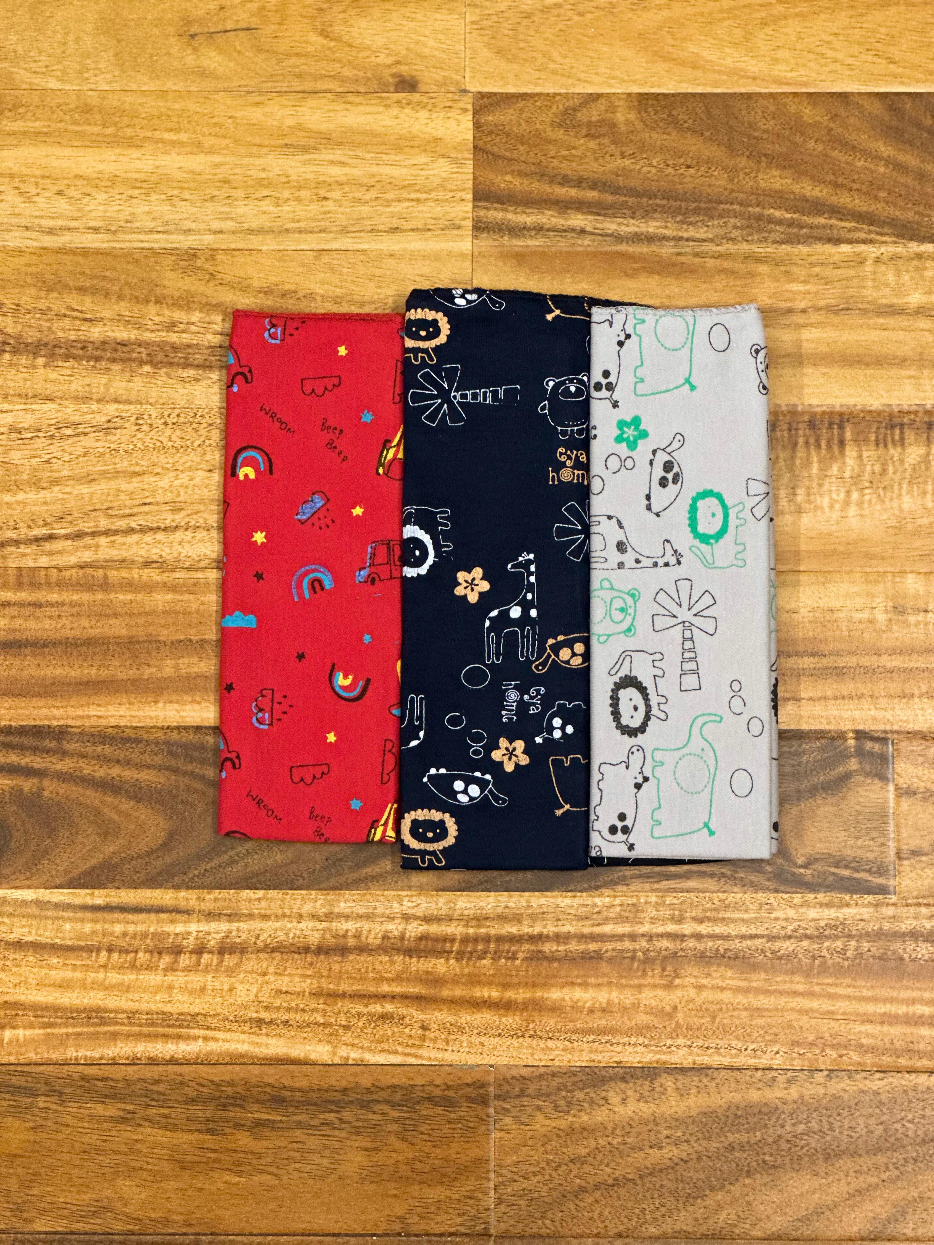 Baby Head Scarf / Bandana Bibs – Printed (Pack of 3)