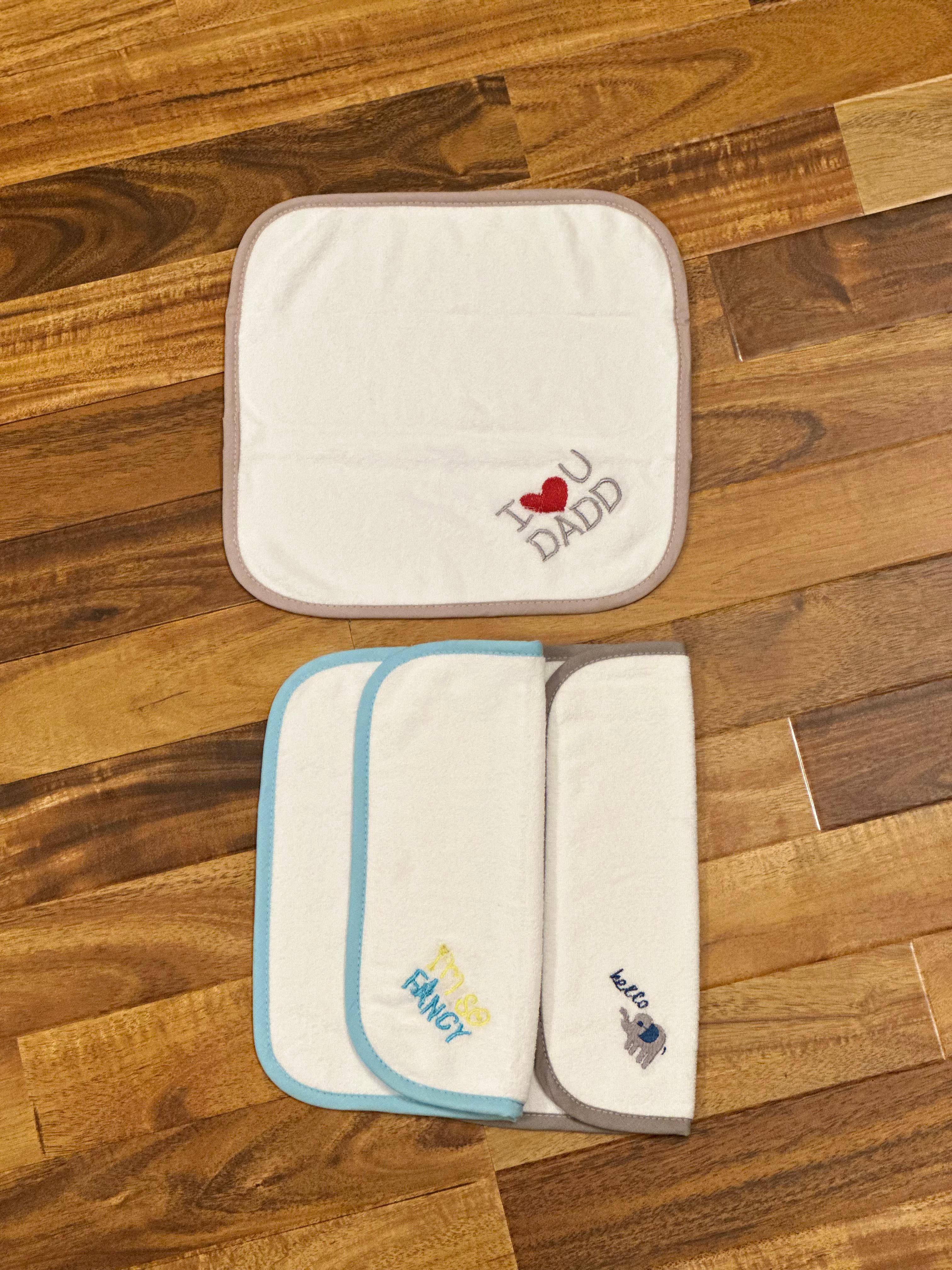 Baby Burp Cloths / Face Towels – Embroidered Design (Pack of 3)