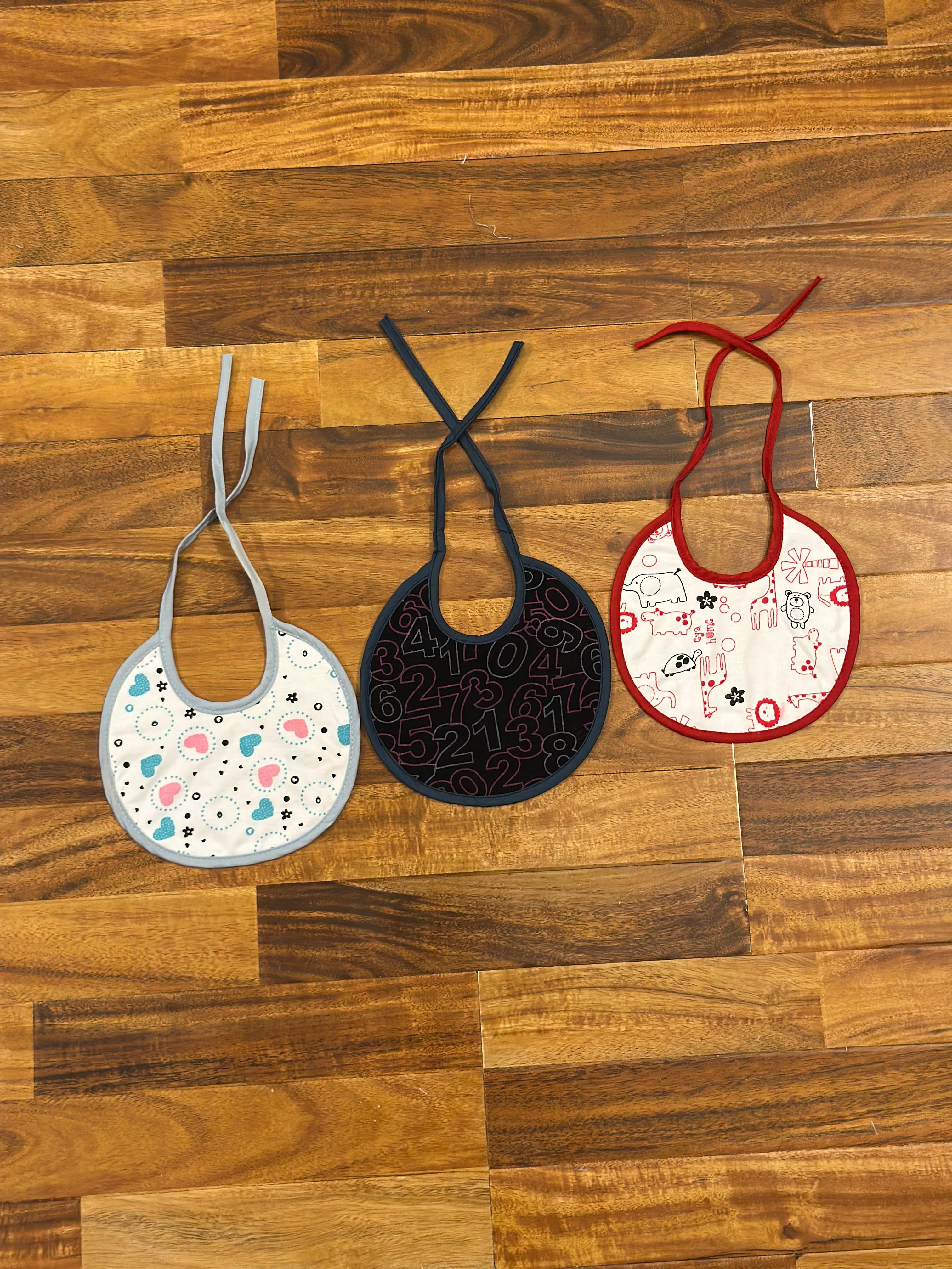 Baby Bibs Printed – String Tie Closure (Pack of 3)