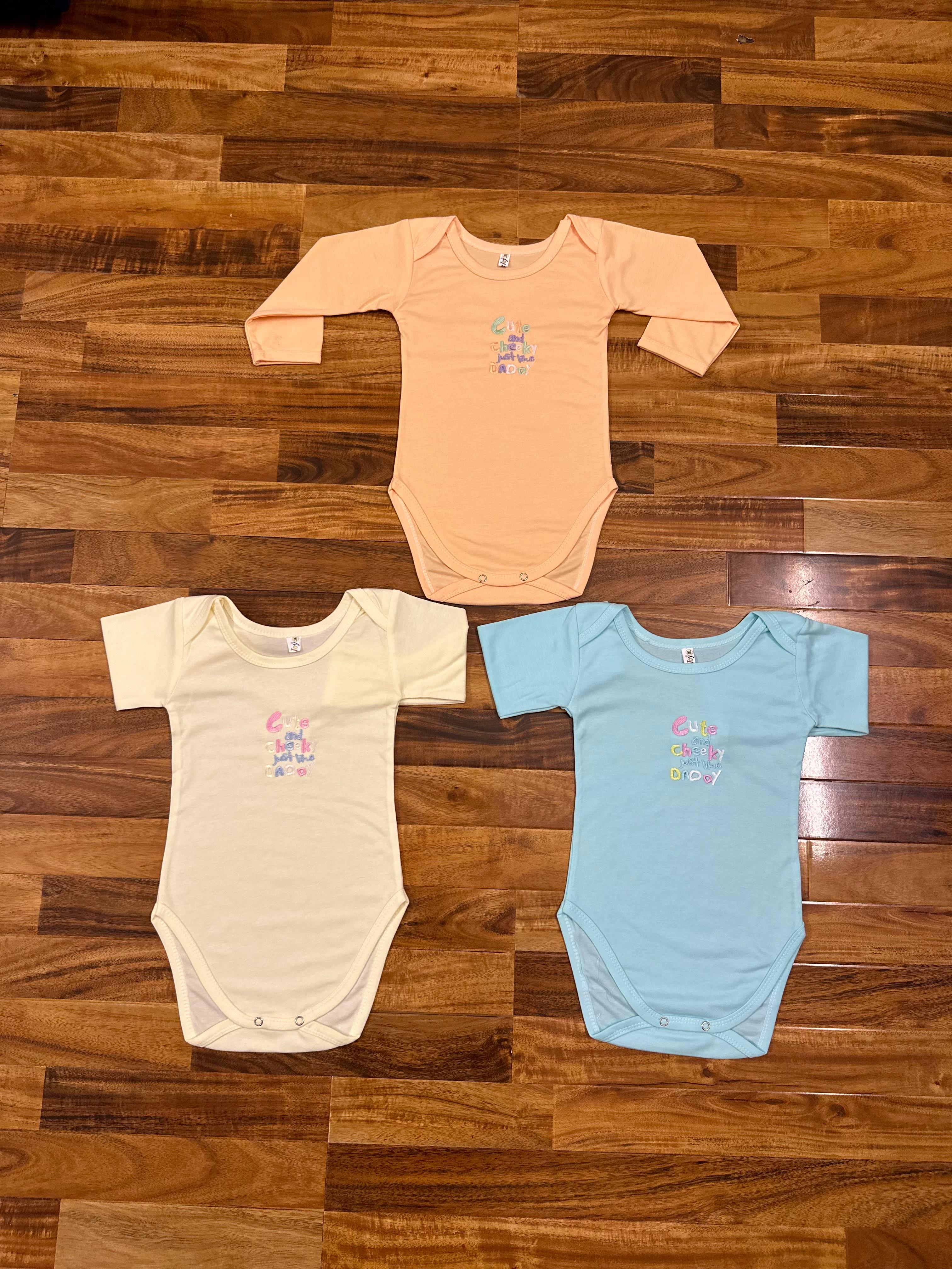 Baby Bodysuit with Embroidery – Set of 3
