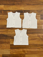Baby Cotton Vest White Plain Front open Sleeve less – Pack of 3