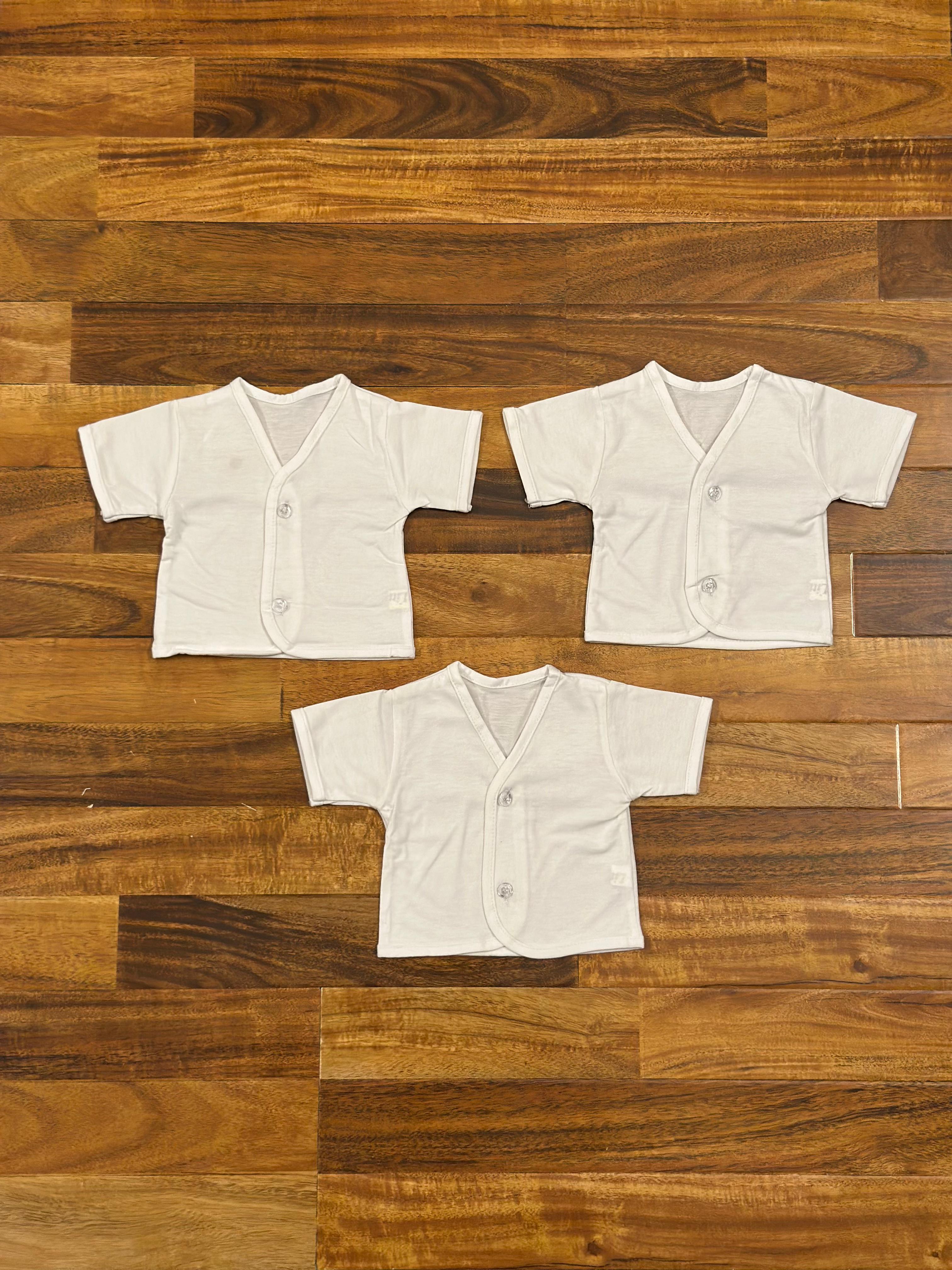 Baby Cotton White Half Sleeve Shirts – Set of 3