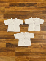 Baby Cotton Vest White Plain Half Sleeve Front Open  – Pack of 3