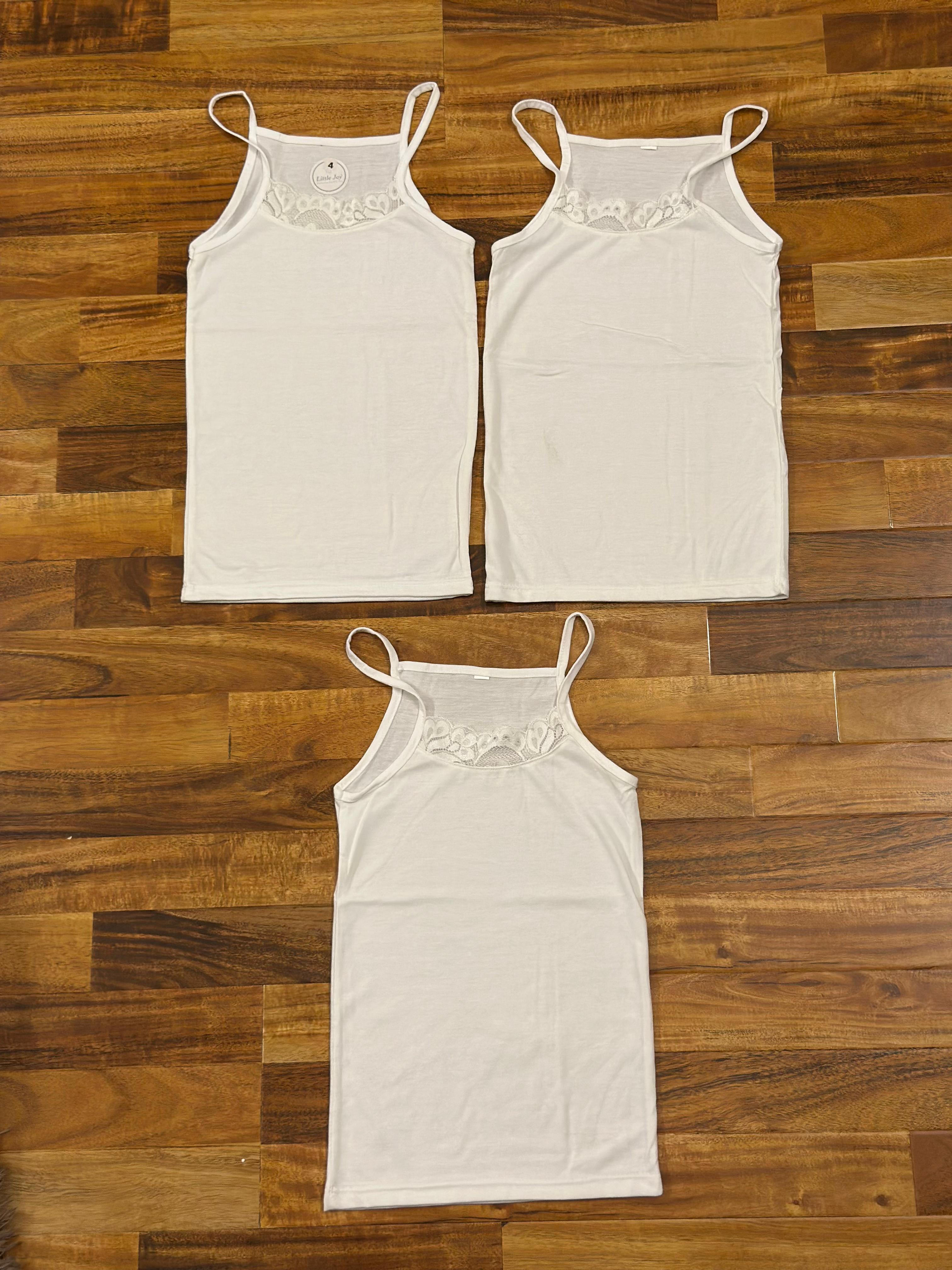 Girls White Camisole Slip with Lace Detail – Pack of 3