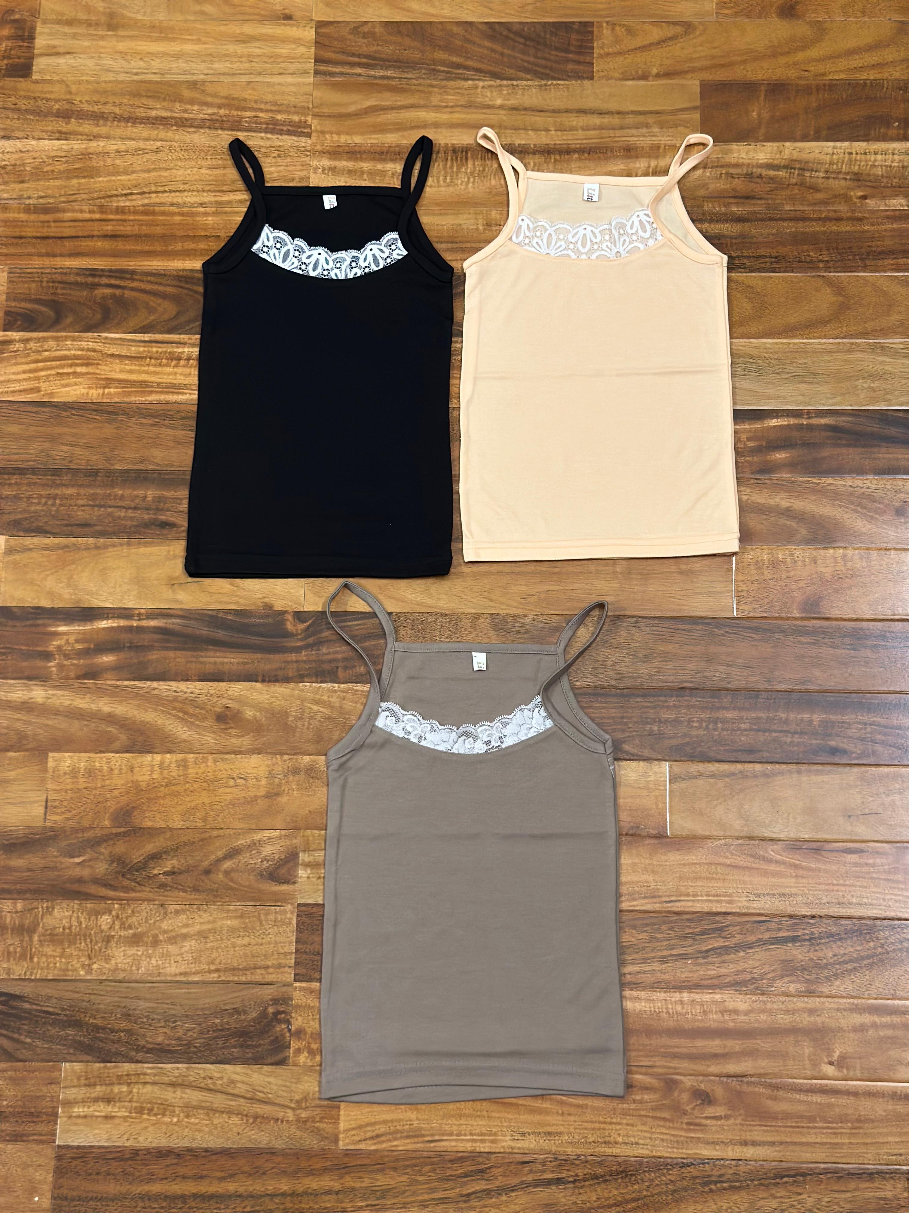 Girls Camisole Slip with Lace Detail – Pack of 3