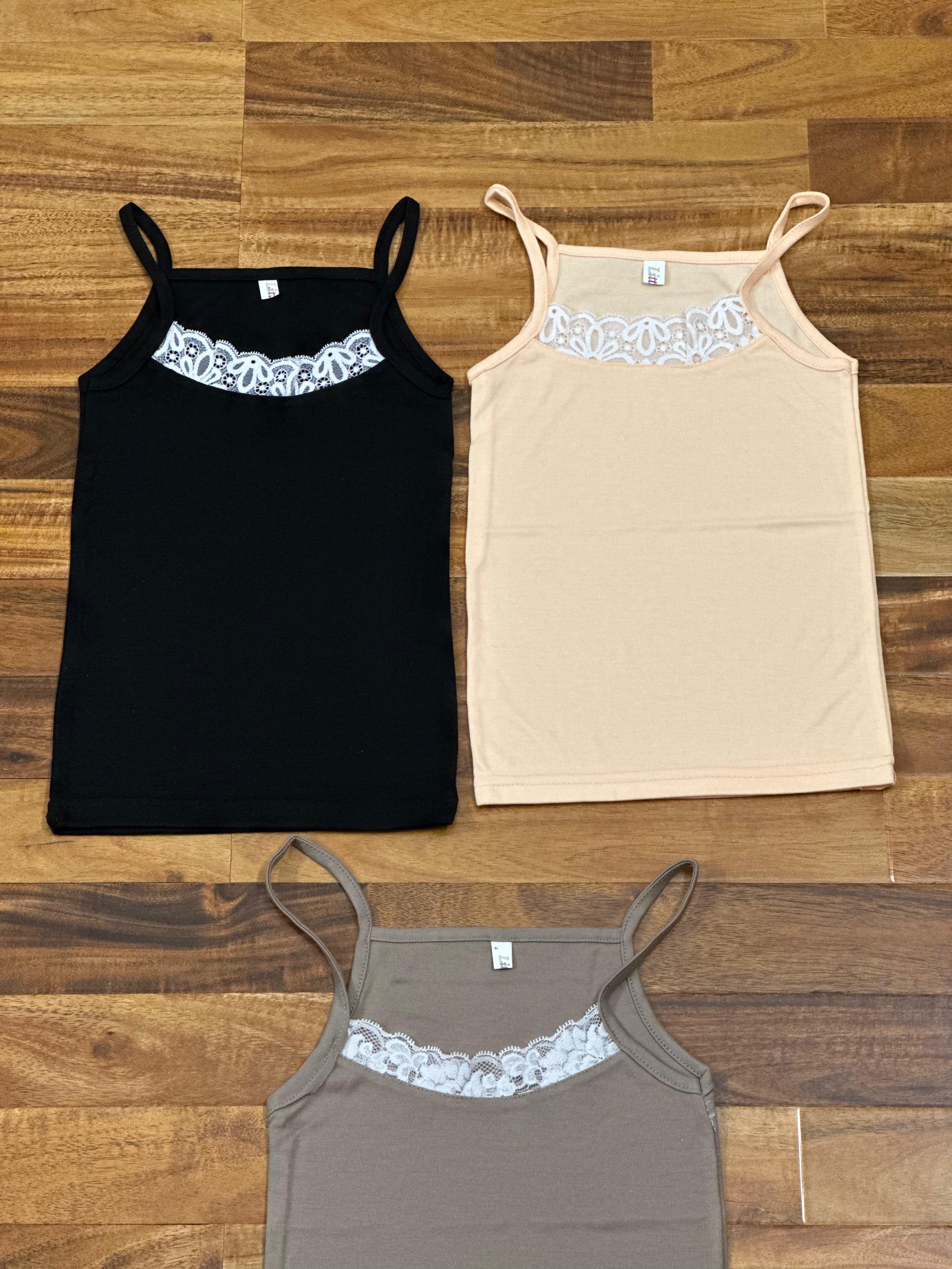 Girls Camisole Slip with Lace Detail – Pack of 3