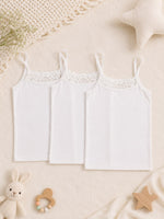 Girls White Camisole Slip with Lace Detail – Pack of 3